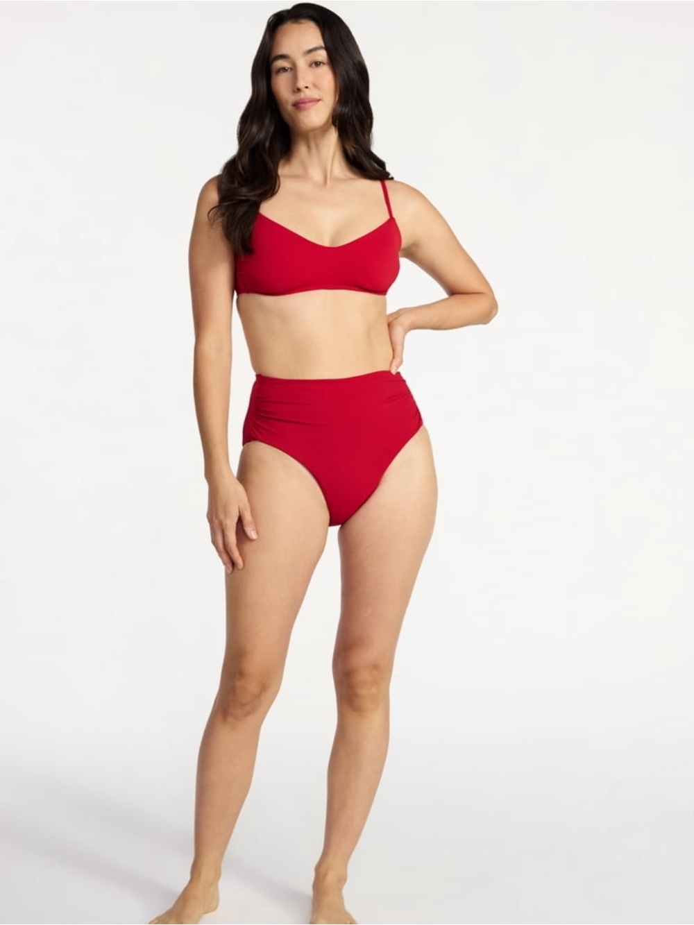 New Time and Tru Bright Red Ribbed Bikini 2pc Set size xl